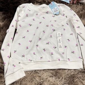 Cream Floral Long Sleeve Top